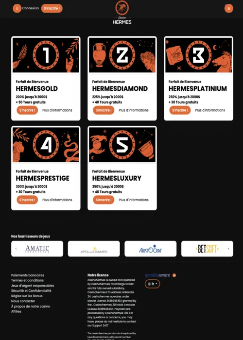 Bonus Offers Hermes Casino<